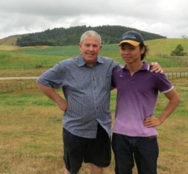 Grahame Webber and Kuwihiko Nagano on the Webber runoff out of Taupo. Photo: Farmers Weekly.